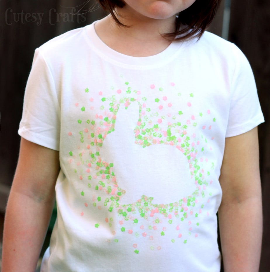 Eraser-Stamped Easter Bunny Shirt - Cutesy Crafts