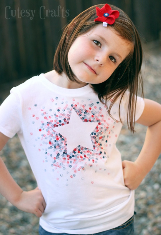 DIY Eraser-Stamped 4th of July Shirt - Made with Freezer Paper and a pencil eraser!