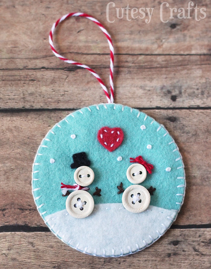 Button and Felt DIY Christmas Ornaments Cutesy Crafts