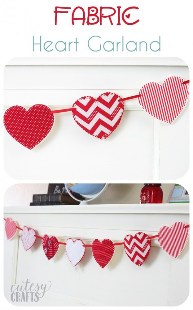 Fabric Heart Garland - A cute valentine craft idea!