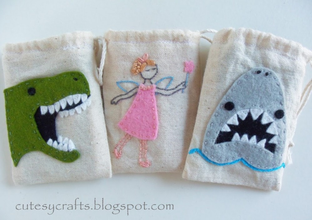 Muslin Tooth Fairy Bags with Fairy Embroidery Pattern