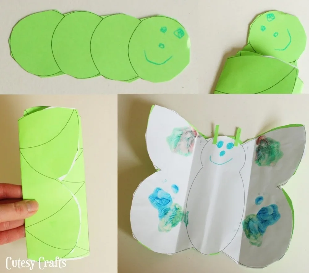 Make this cool caterpillar into butterfly craft with free printables! It's like magic! The caterpillar goes into the chrysalis and then turns into a butterfly.