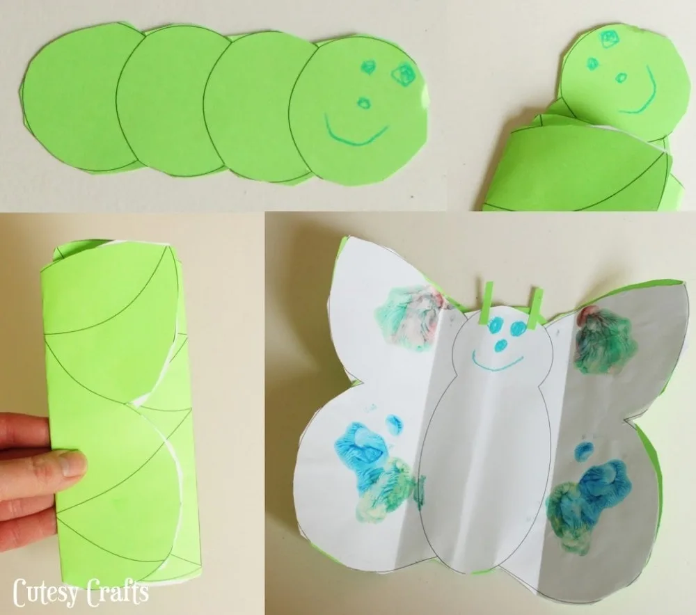 Caterpillar into Butterfly Craft for Kids!