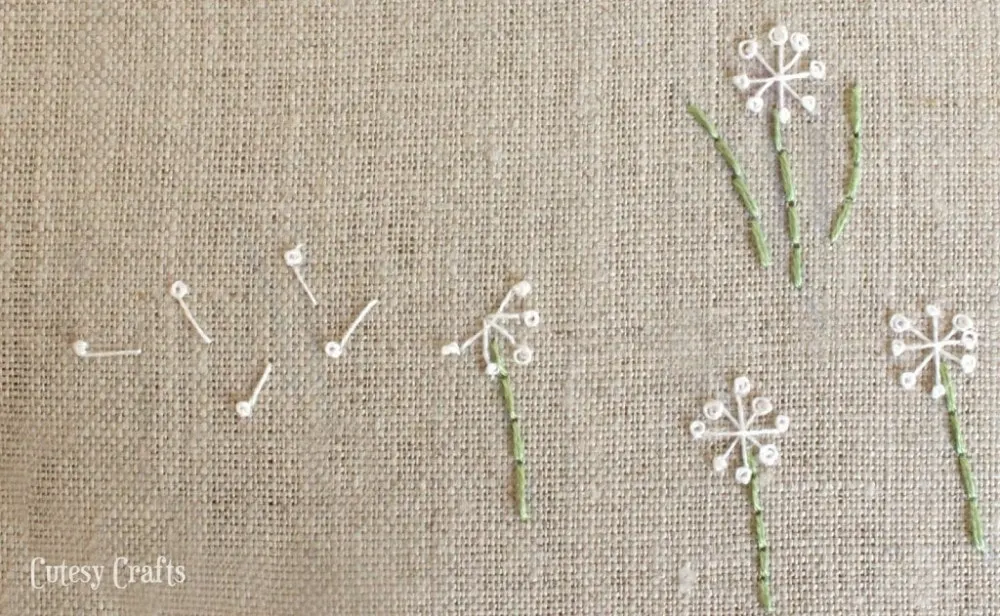 embroidered dandelions