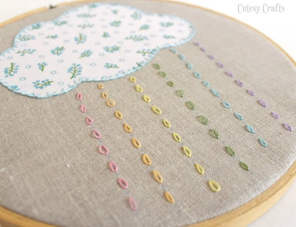Free Embroidery Hoop Art Patterns - cloud with rain