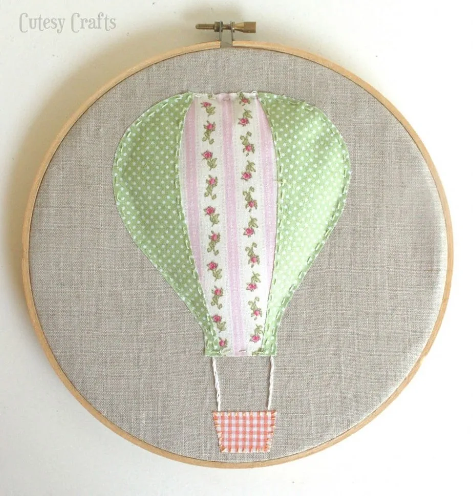 Free Embroidery Hoop Art Patterns - hot air balloon