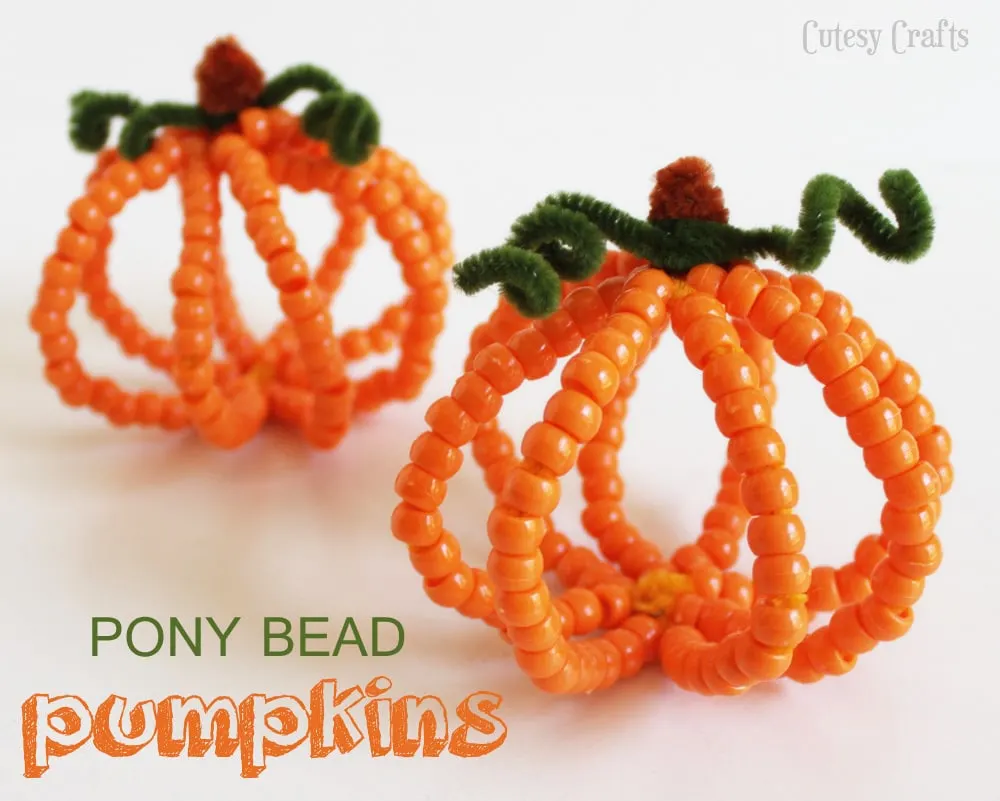 Pony Bead Pumpkins - Halloween Kid Craft