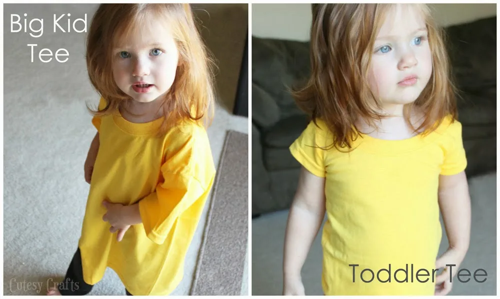 Turn a big kid t-shirt into a toddler t-shirt