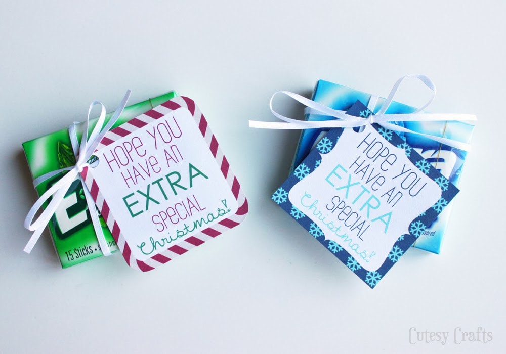 Extra Gum Printable Gift Tags for Christmas - Cutesy Crafts