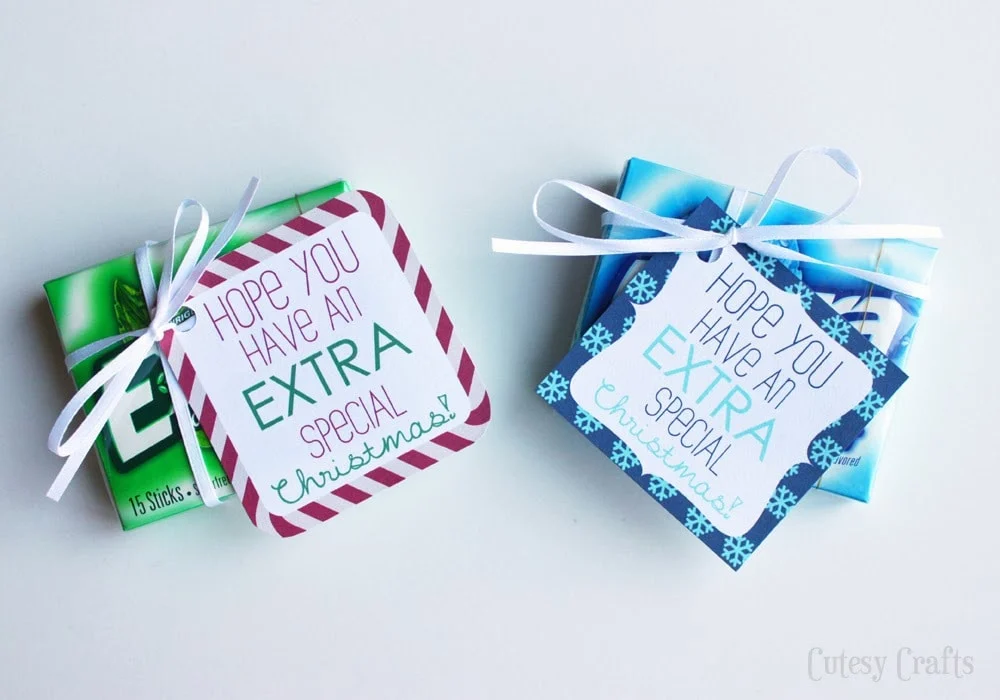 Extra Gum Printable Gift Tags for Christmas