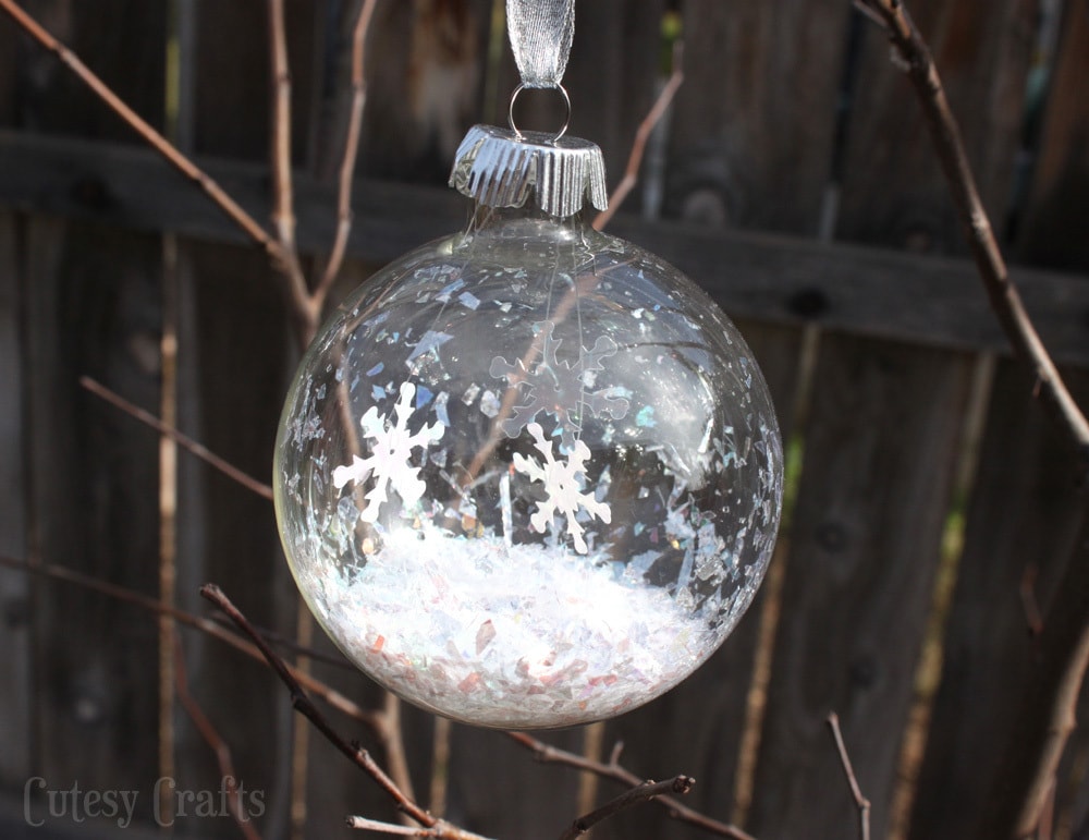 Glass Ball Snowflake Ornament - Cutesy Crafts