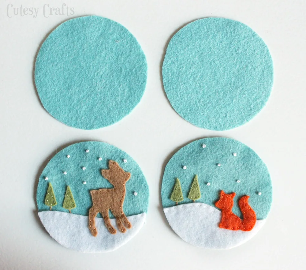 Deer and Fox Felt Christmas Ornaments with free patterns!