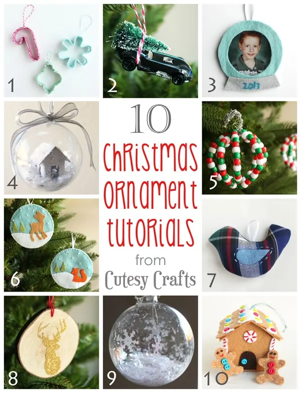 10 Handmade Chrismtas Ornament Tutorials from Cutesy Crafts