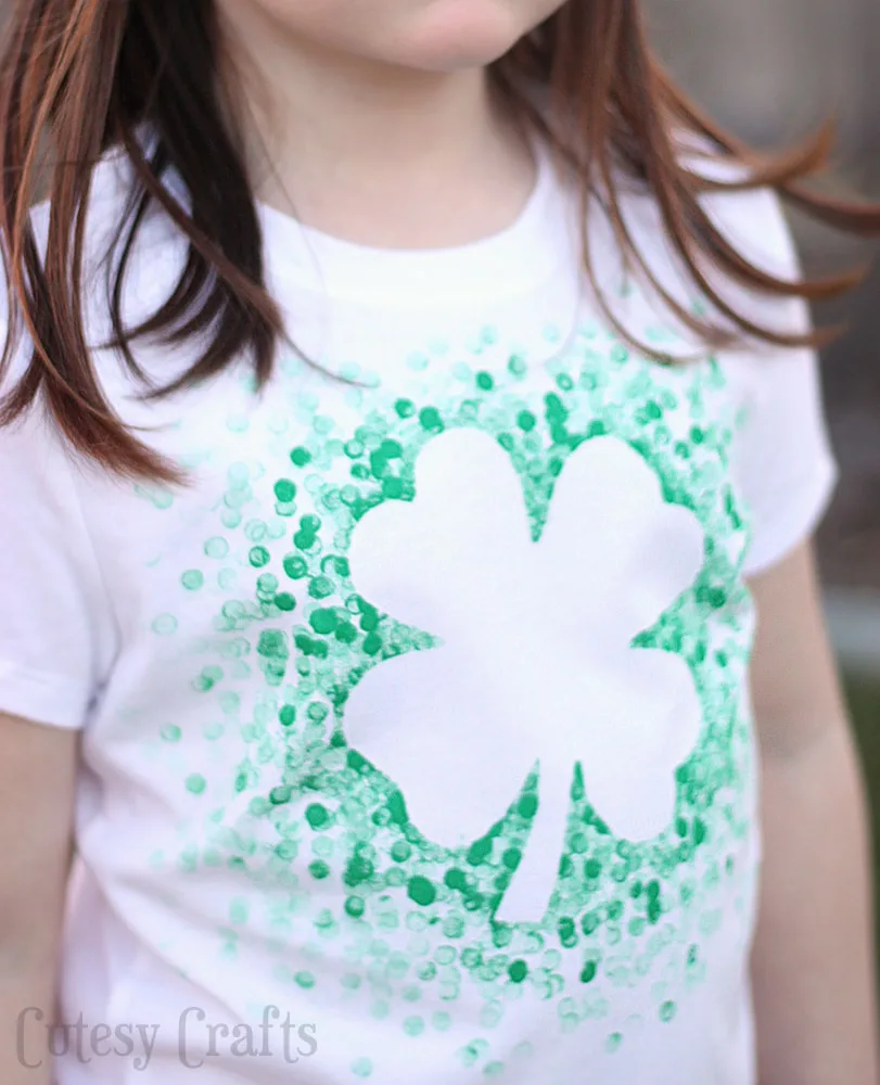 Eraser Stamped DIY St. Patrick s Day Shirt Cutesy Crafts