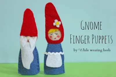Felt Gnome Finger Puppets from While Wearing Heals