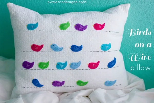 Birds on a WIre Pillow - Sweet C's Designs