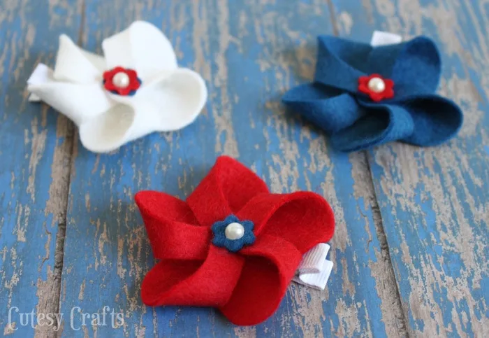 Felt 4th of July Hair Clips