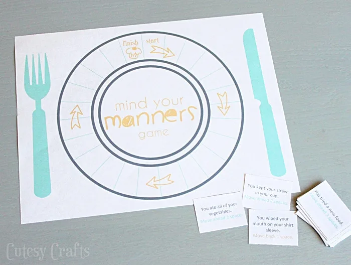 Free printable game to teach table manners to kids. #DineInOrderAhead #PMedia #ad