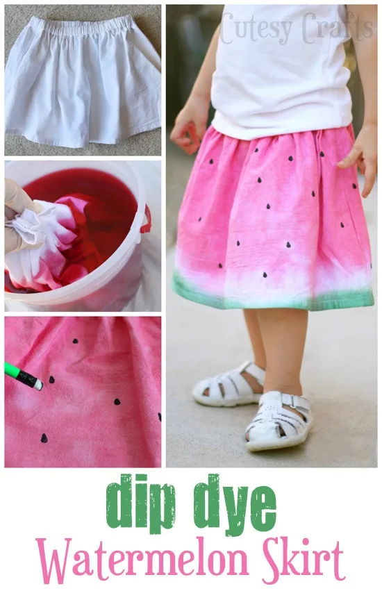 Dip Dye Watermelon Skirt - Made from a flour sack tea towel!