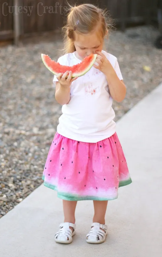 Dip Dye Watermelon Skirt - Made from a flour sack tea towel!