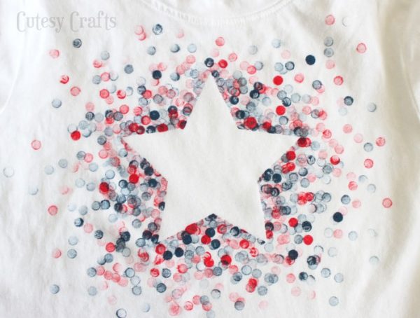 DIY Eraser-Stamped 4th of July Shirt - Cutesy Crafts