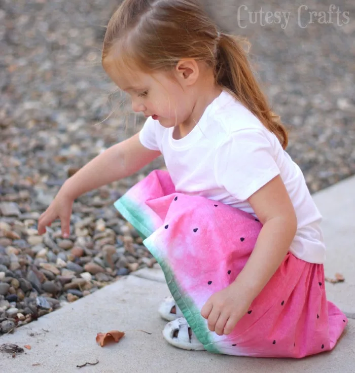 Dip Dye Watermelon Skirt - Made from a flour sack tea towel!