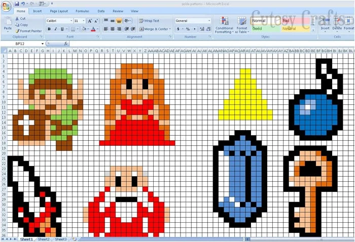 Make Perler Bead Patterns using Excel