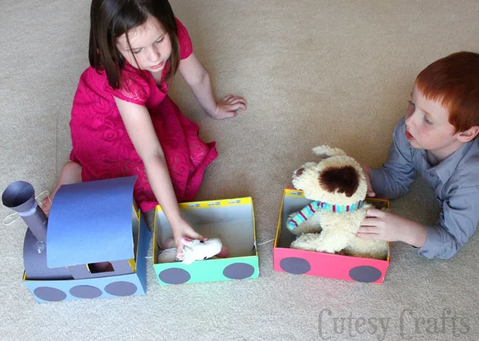 Make a train out of shoeboxes for the kids to pull around the house. Great craft for learning about trains!