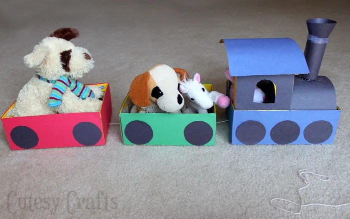 Make a train out of shoeboxes for the kids to pull around the house. Great craft for learning about trains!