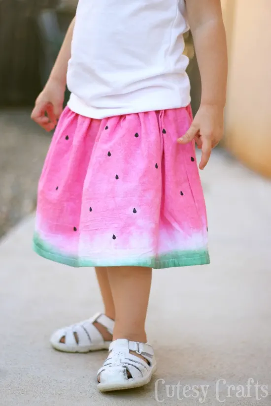 Dip Dye Watermelon Skirt - Made from a flour sack tea towel!