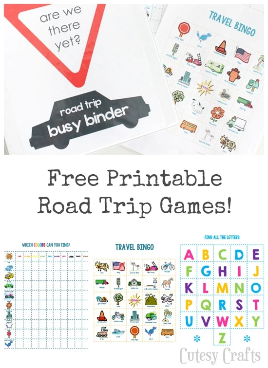 Busy Binder with free printable road trip games!