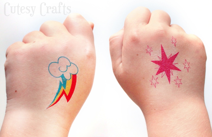 Make these temporary My Little Pony tattoos for a birthday party or just for fun. All you need is a printer and some tattoo paper to make your own!