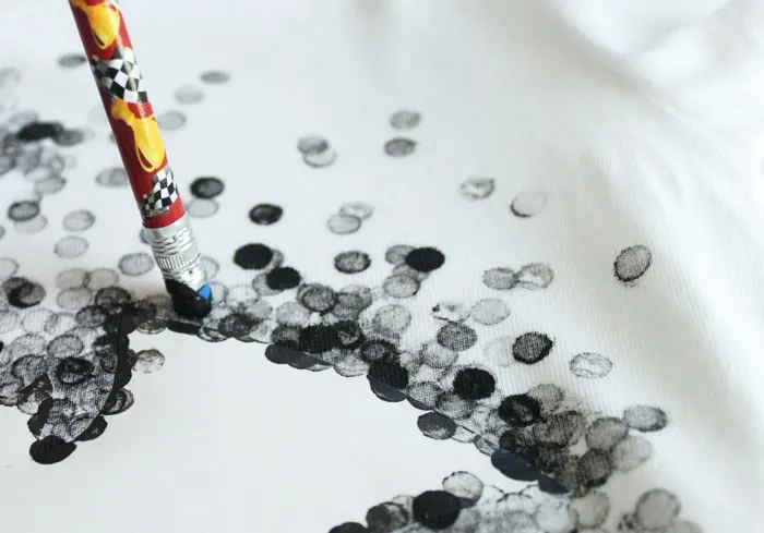 Eraser-Stamped Halloween Shirt - Made with Freezer Paper and a pencil eraser!