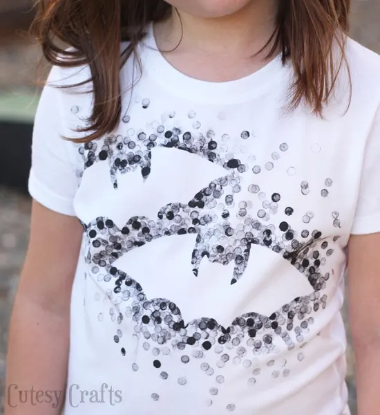 Eraser-Stamped Halloween Shirt - Made with Freezer Paper and a pencil eraser!