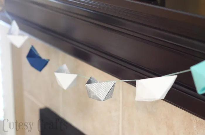 Paper Boat Garland for a nautical baby shower!