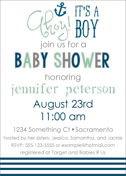 Free Printable Nautical Baby Shower Invite