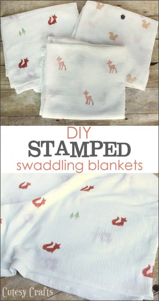 DIY Stamped Muslin Swaddling Blankets