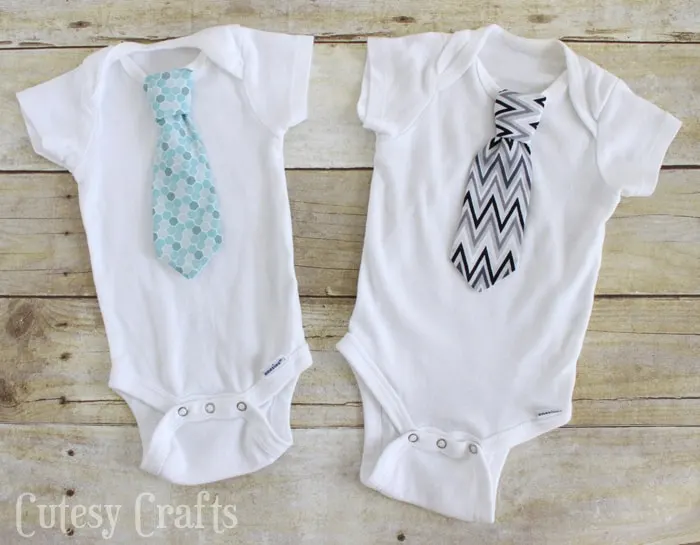 Necktie Onesie with Baby Tie Pattern - Cutesy Crafts