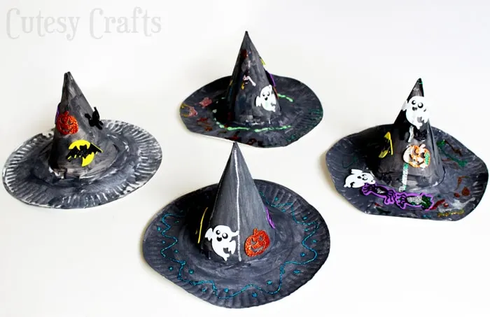Halloween Craft for Kids - Paper Plate Witch Hats