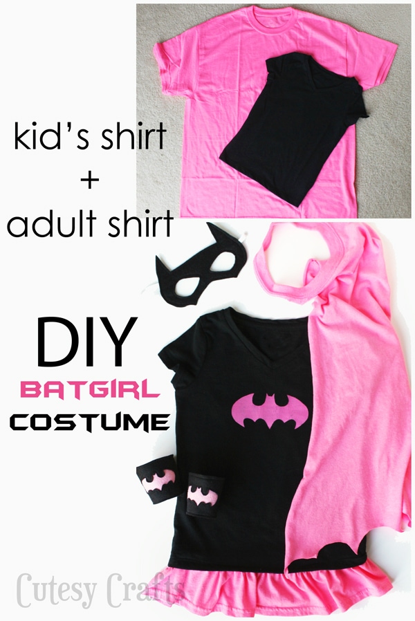 DIY Batgirl Costume from a Kid's Shirt and Adult Shirt