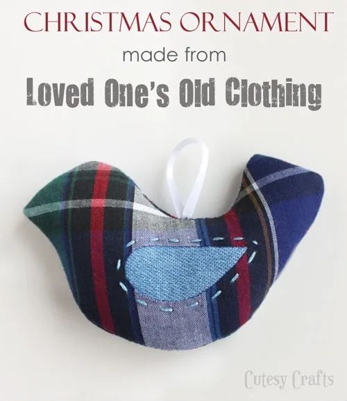 Keepsake Memory Christmas Ornament Made From Loved One's Clothing