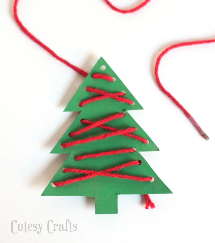 Christmas Craft for Kids - Lacing Ornaments