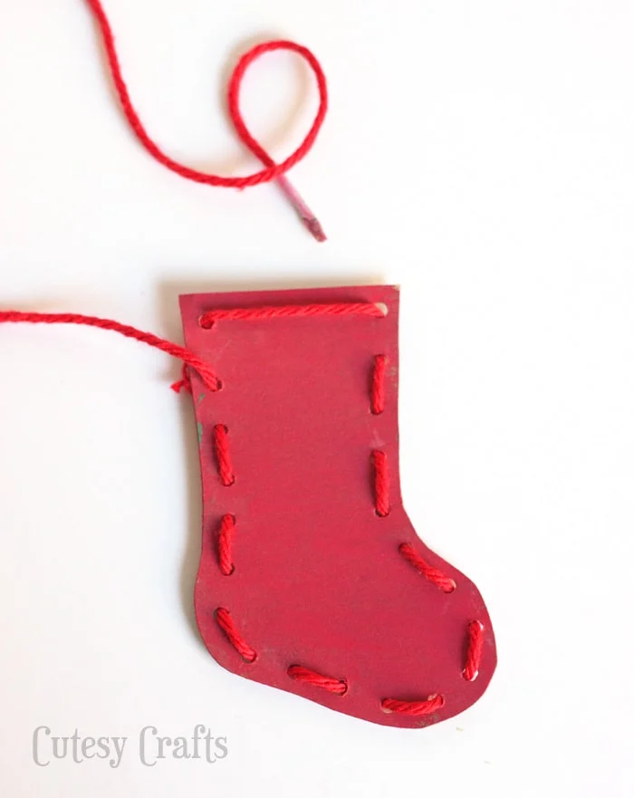 Christmas Craft for Kids - Lacing Ornaments - Cutesy Crafts