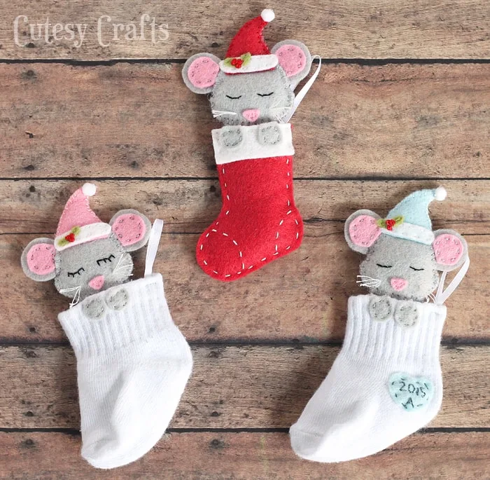 Button and Felt DIY Christmas Ornaments - Cutesy Crafts