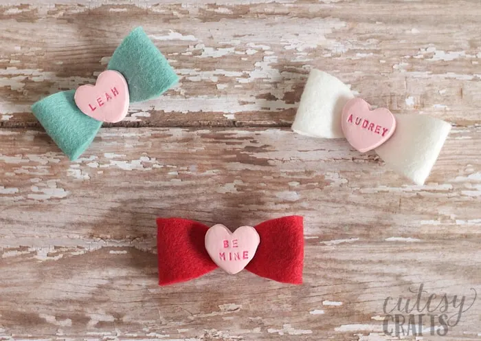 Clay Conversation Heart DIY Hair Bows