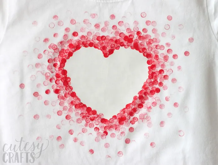 Eraser-Stamped Valentine's Day Shirt - Made with Freezer Paper and a pencil eraser!