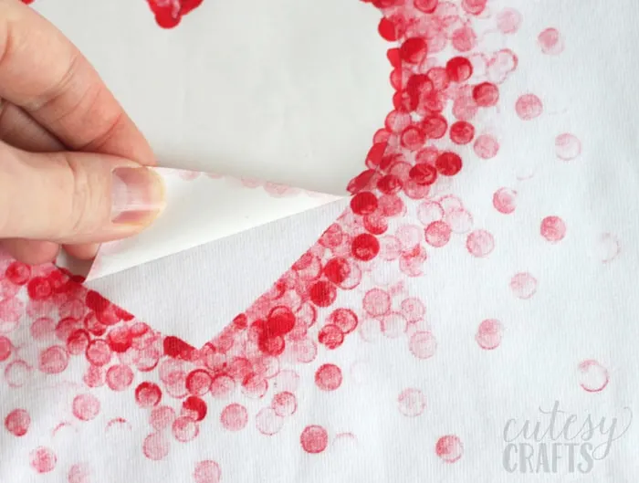 Eraser-Stamped Valentine's Day Shirt - Made with Freezer Paper and a pencil eraser!