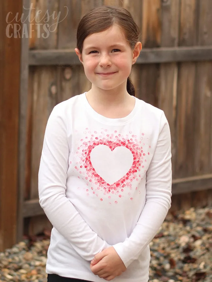 DIY Eraser-Stamped Valentine's Day Shirt - Cutesy Crafts