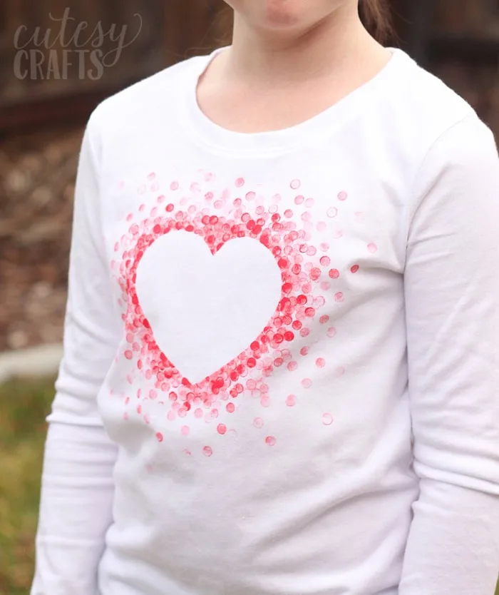 Eraser-Stamped Valentine's Day Shirt - Made with Freezer Paper and a pencil eraser!