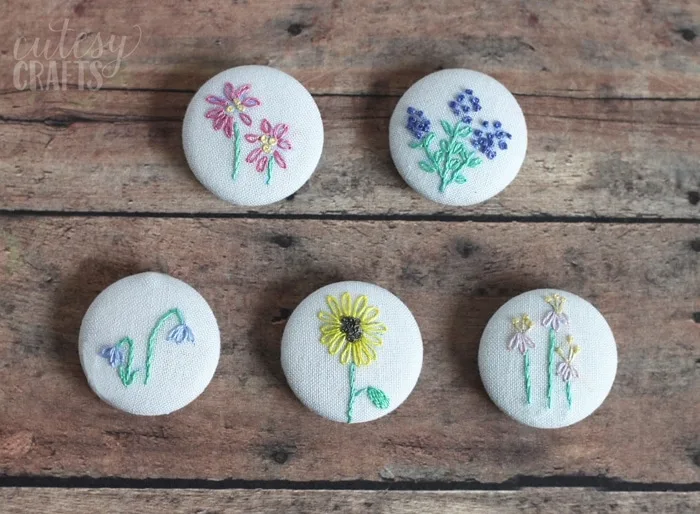 DIY Magnets with Flower Embroidery Patterns - Cutesy Crafts